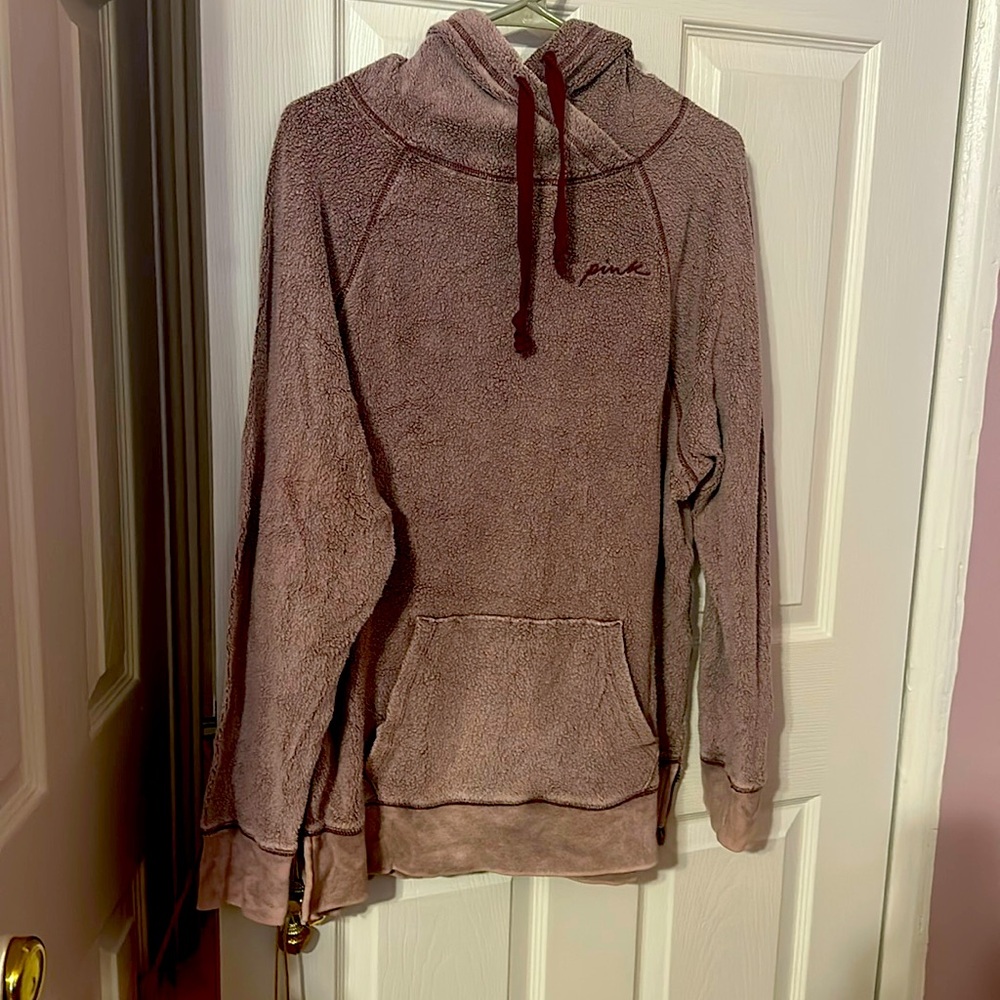 Ladies, maroon, soft and cozy pink collection sweatshirt